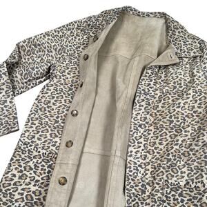 Brandon Thomas Jacket Womens Medium Tan Animal Print Reversible 100% Leather